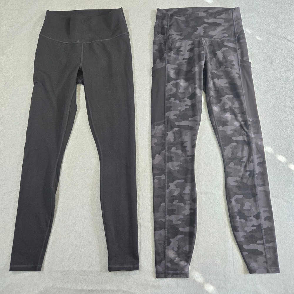 Fabletics PowerHold Leggings Bundle Black & Camo Grey High Waisted XS 2 Pack
